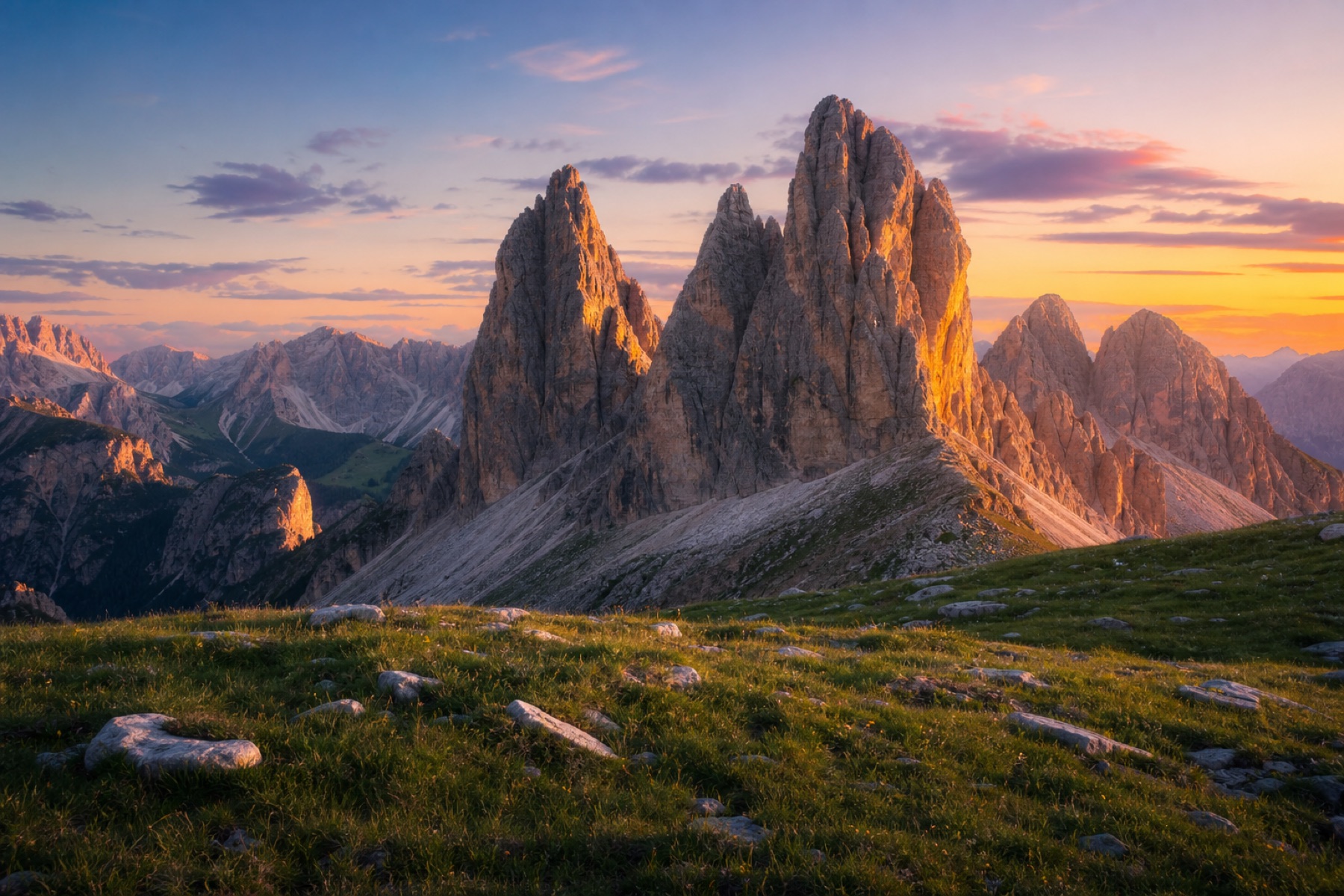 Dolomites mountains at golden hour